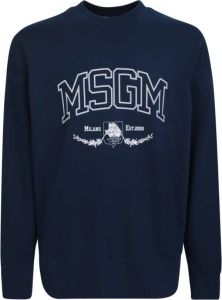 Msgm Blauwe Katoenen Sweatshirt met Logo Print Blauw Heren