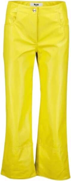 Msgm Uitlopende imitatieleren broek Yellow Dames