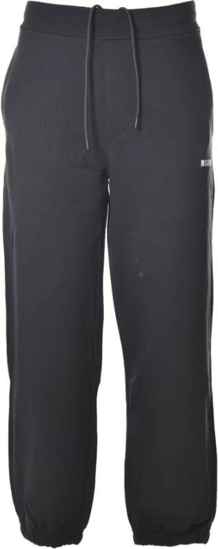 Msgm Katoenen Joggerbroek met Geribbelde Details Black Heren