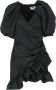 Msgm Puffed Sleeves Ruffled Hem Party Dress Black Dames - Thumbnail 1