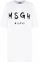 Msgm Wit Katoenen Logo Print T-Shirt White Dames - Thumbnail 1