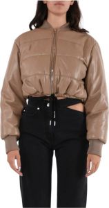 Msgm Gewatteerde eco-leren jas Beige Dames