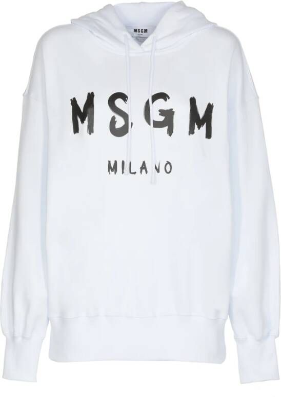 Msgm Logo hoodie White Heren