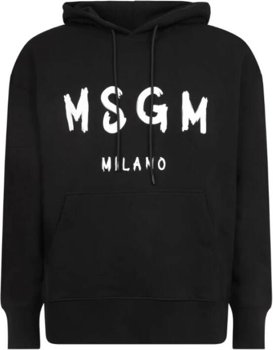 Msgm Zwarte Hoodie Sweatshirt Aw23 Black Heren