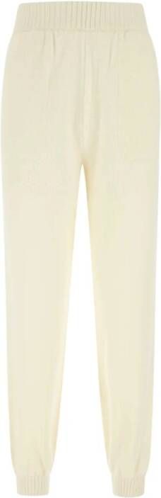Msgm Ivory Wool Blend Joggers Wit Dames