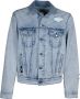 Msgm Vernietigde Denim Jack Marmer Effect Blue Heren - Thumbnail 1