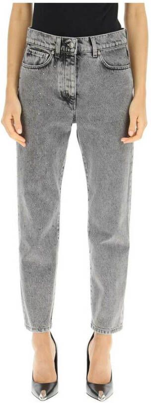 Msgm Cropped jeans with rhinestones Grijs Dames