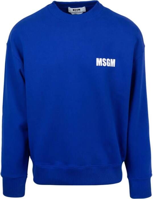 Msgm Logo Sweatshirt met Ribboorden Blauw Heren