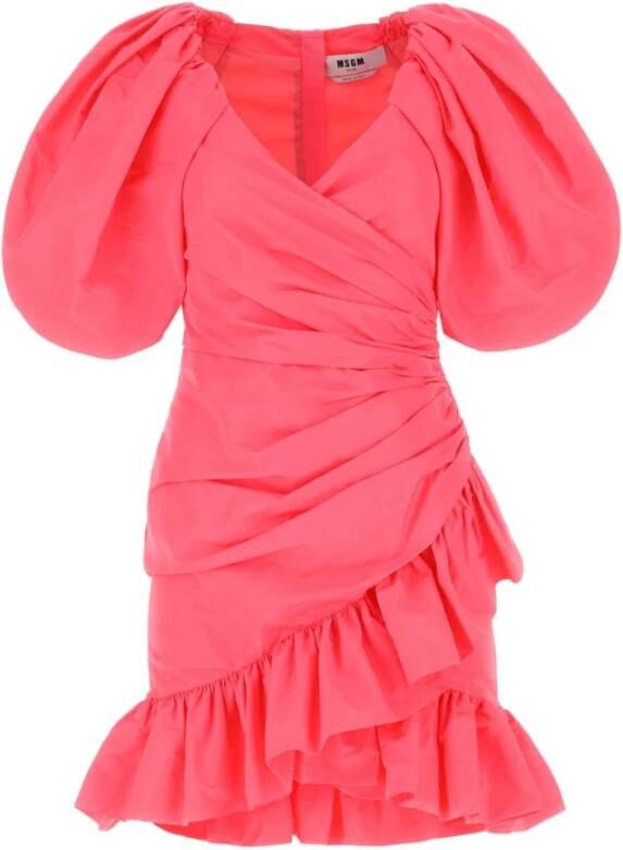Msgm Koraal polyester mini -jurk Roze Dames
