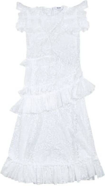 Msgm Lange kanten jurk met asymmetrische ruches White Dames