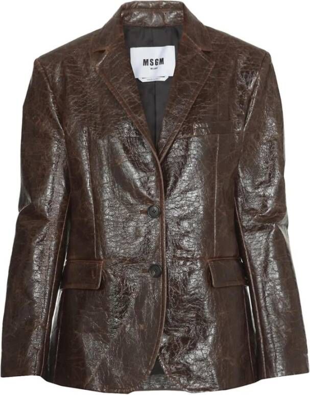 Msgm Leather Jackets Bruin Dames