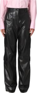 Msgm Leather Trousers Zwart Dames