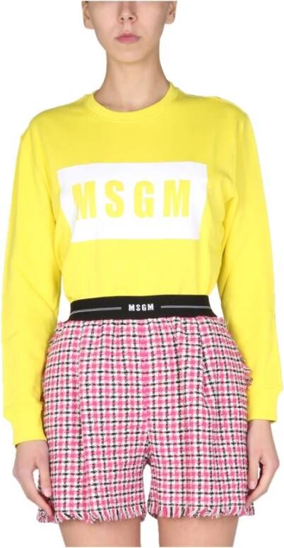 Msgm Logo Box Sweatshirt Geel Dames