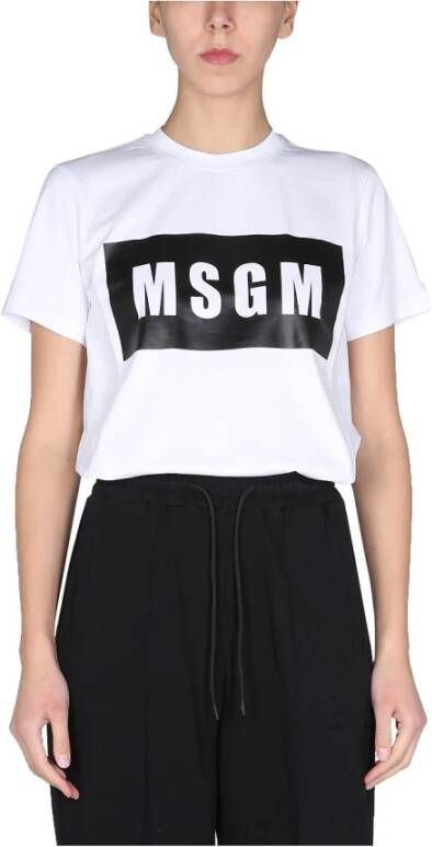 Msgm Logo box t-shirt Wit Dames