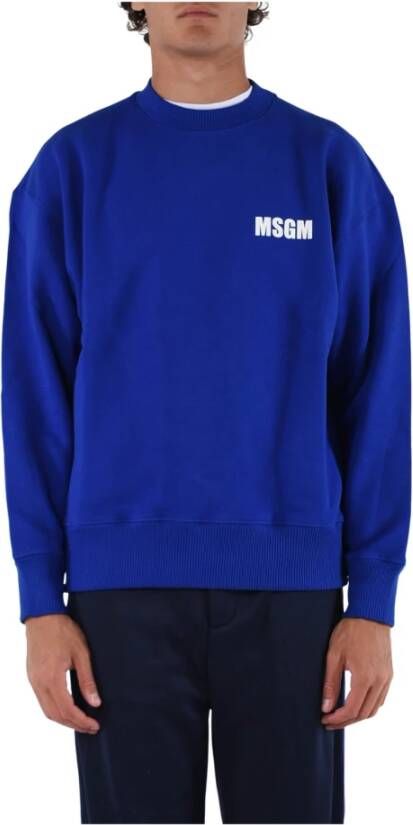 Msgm Logo Sweatshirt met Ribboorden Blauw Heren