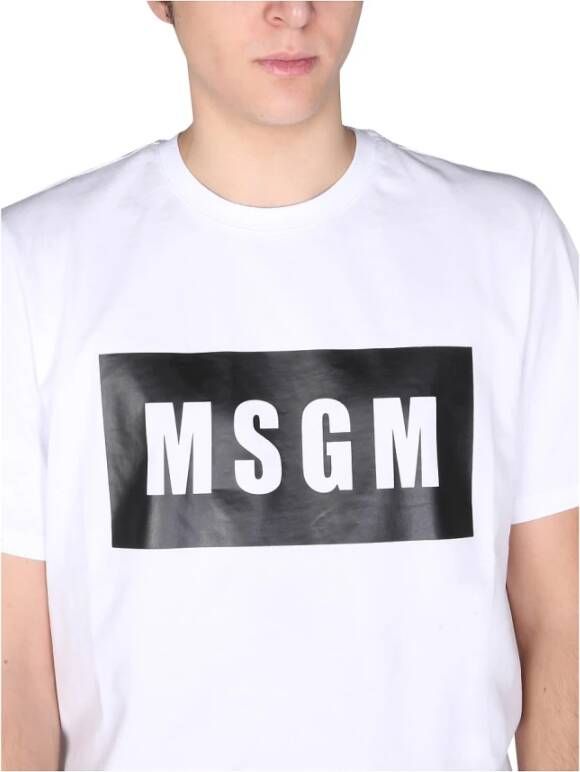 Msgm Logo T-shirt Wit Heren