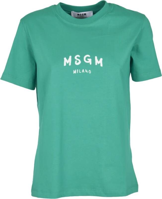 Msgm Logo T-shirts en Polos Groen Dames