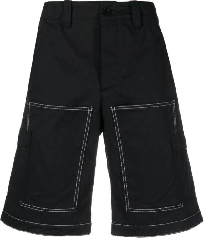 Msgm Cargo shorts met dubbele topstitching Black Heren