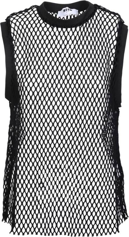 Msgm Mesh black top by ; contaminations of the urban world and sportswears are present in this garment Zwart Dames