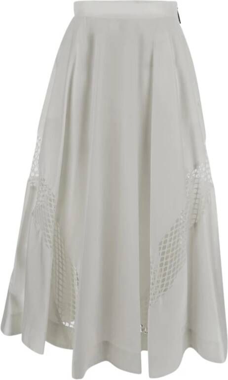 Msgm Midi Skirt With Mesh Details Wit Dames