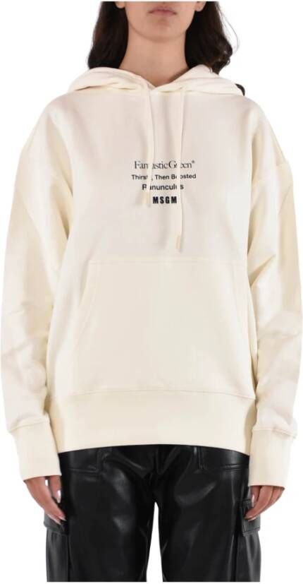 Msgm Organisch katoenen hoodie met grafische print Beige Dames