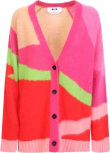 Msgm Oversized Multicolor Cardigan voor Dames Roze Dames