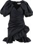 Msgm Puffed Sleeves Ruffled Hem Party Dress Black Dames - Thumbnail 3