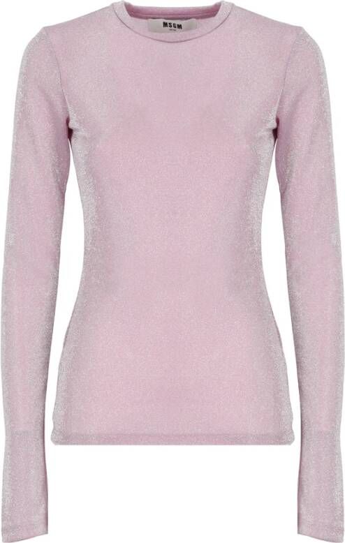 Msgm Roze Lurex T-shirt voor Vrouwen Roze Dames