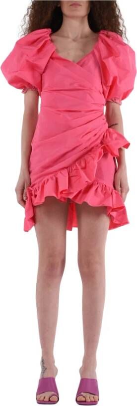 Msgm Koraal polyester mini -jurk Pink Dames