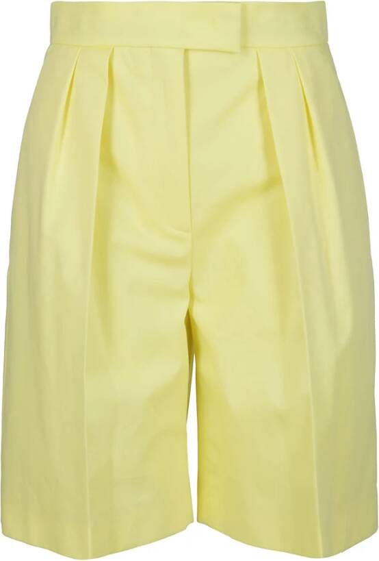 Msgm Op maat gemaakte katoenen shorts met Plissetto-detail Yellow Dames