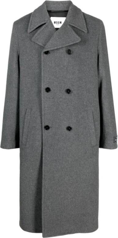 Msgm Single-Breasted Coats Grijs Heren