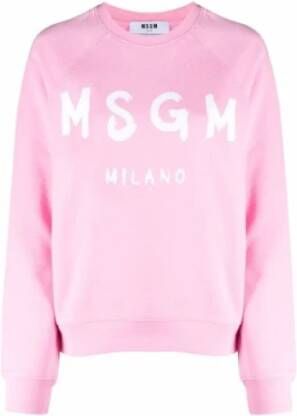 Msgm Groene Logo Print Sweatshirt Pink Dames