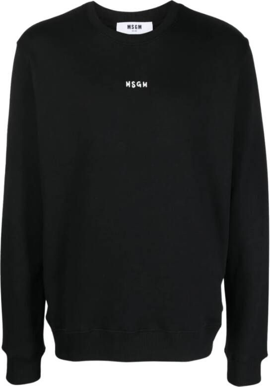 Msgm Zwarte Katoenen Sweatshirt met Contrasterend Logo Black Heren
