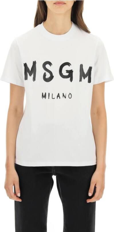 Msgm T-shirt met graffiti-logo White Dames