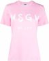 Msgm Roze Wit Logo T-Shirt Ronde Hals Korte Mouwen Pink Dames - Thumbnail 1