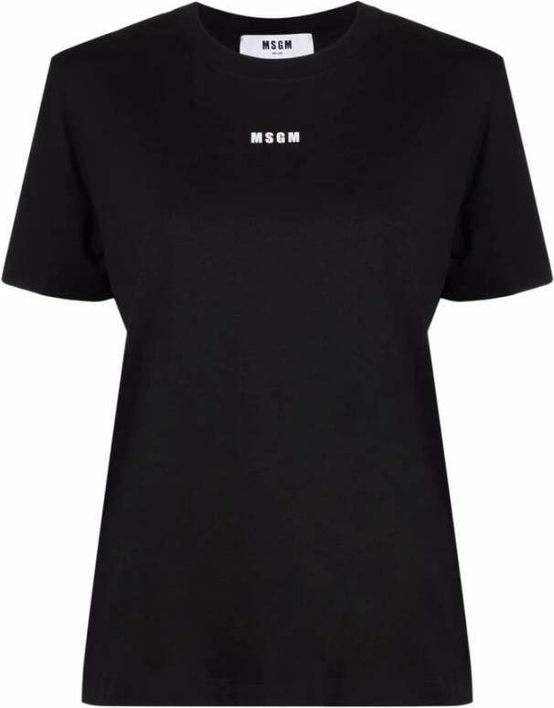 Msgm Zwarte Katoenen T-shirt met Logo Black