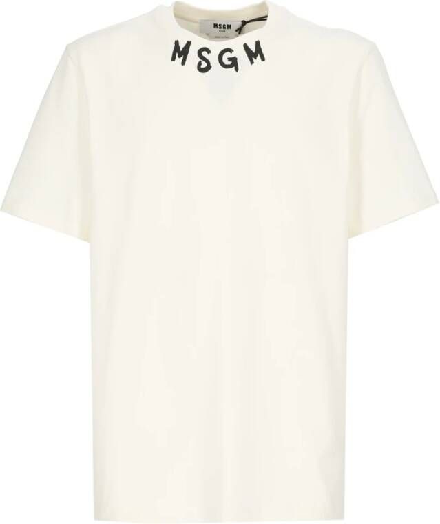 Msgm T-shirts en Polos Ivoor Beige Heren