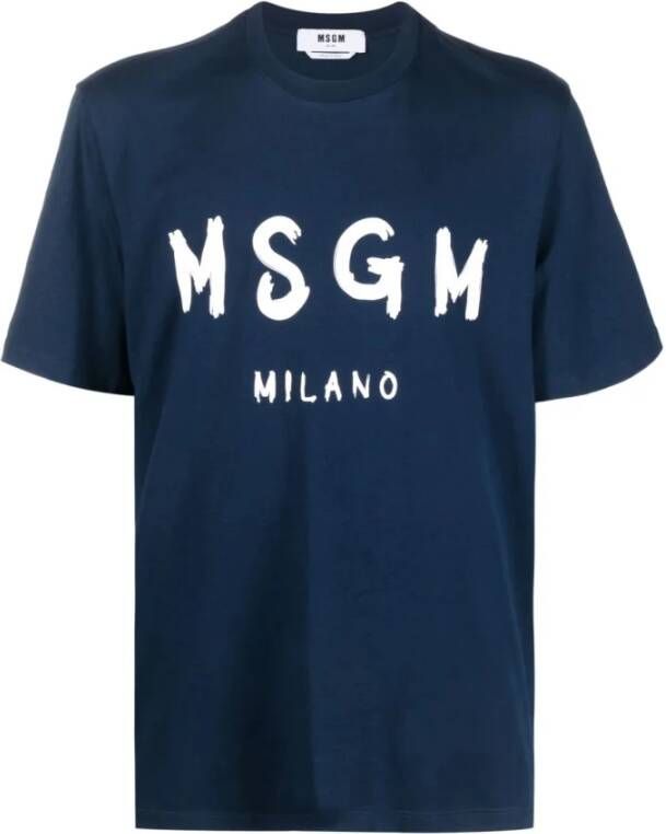 Msgm T-Shirts Blauw Heren