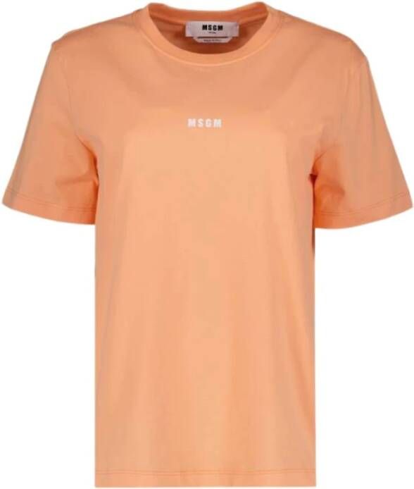 Msgm Logo Print T-Shirt Orange Dames