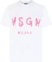 Msgm Wit Katoen Logo Print Ronde Hals White Dames - Thumbnail 1