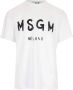 Msgm Wit Katoenen T-shirt met Contrasterende Print White - Thumbnail 1
