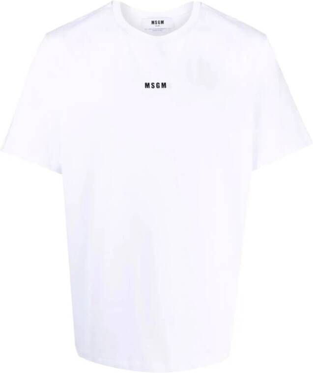 Msgm Katoenen T-shirt met Bedrukt Logo White Heren