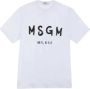 Msgm Wit Katoenen T-shirt met Contrasterende Print White - Thumbnail 3