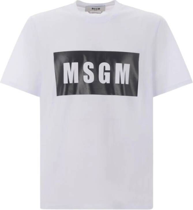 Msgm Logo-print T-shirt in wit zwart White Heren