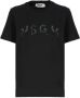 Msgm Zwarte Katoenen T-shirt met Contrasterend Logo Black Dames - Thumbnail 1