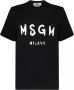 Msgm Zwart Katoenen Logo Print T-Shirt Black Heren - Thumbnail 1