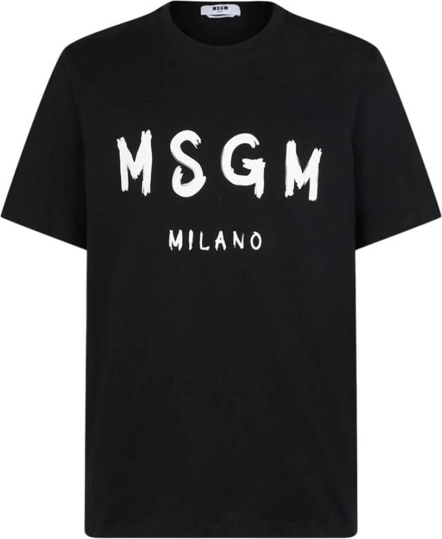 Msgm Zwarte katoenen T-shirt Klassieke stijl Black
