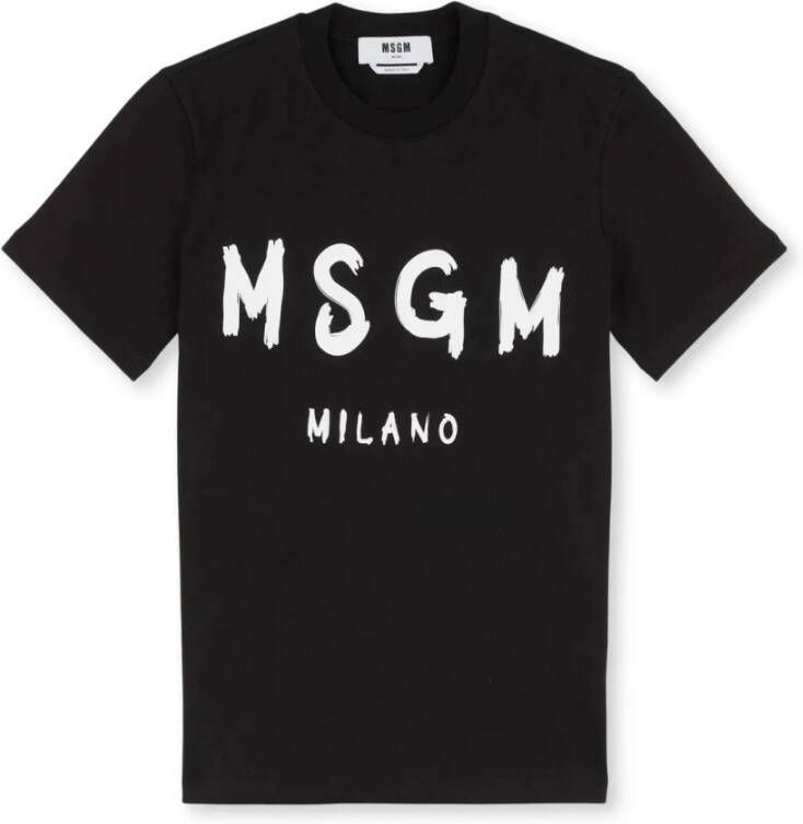 Msgm Zwarte Klassieke Logo T-shirt Black