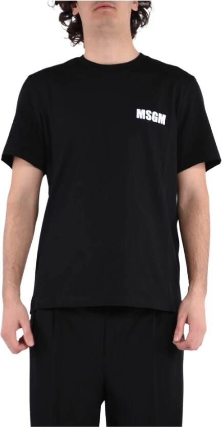 Msgm Zwart Impact Logo Jersey T-shirt Black Heren