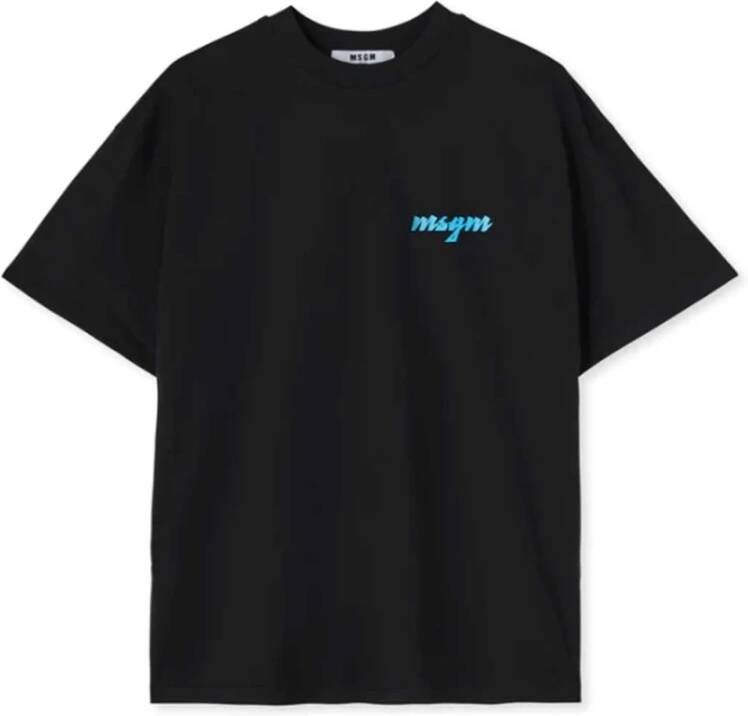 Msgm Contrasterend Logo Print T-Shirt met Verhoogde Letters Black Heren
